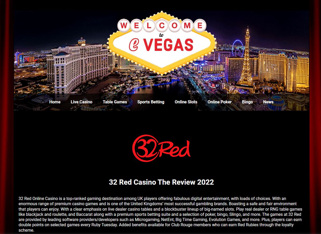 review of 32 Red at E-Vegas online casinos.